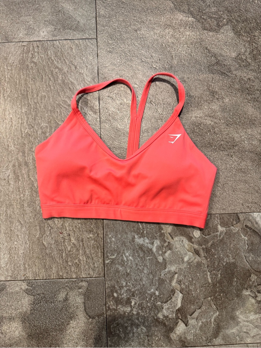 Gymshark Coral Pink V‑Neck Strappy Sports Bra